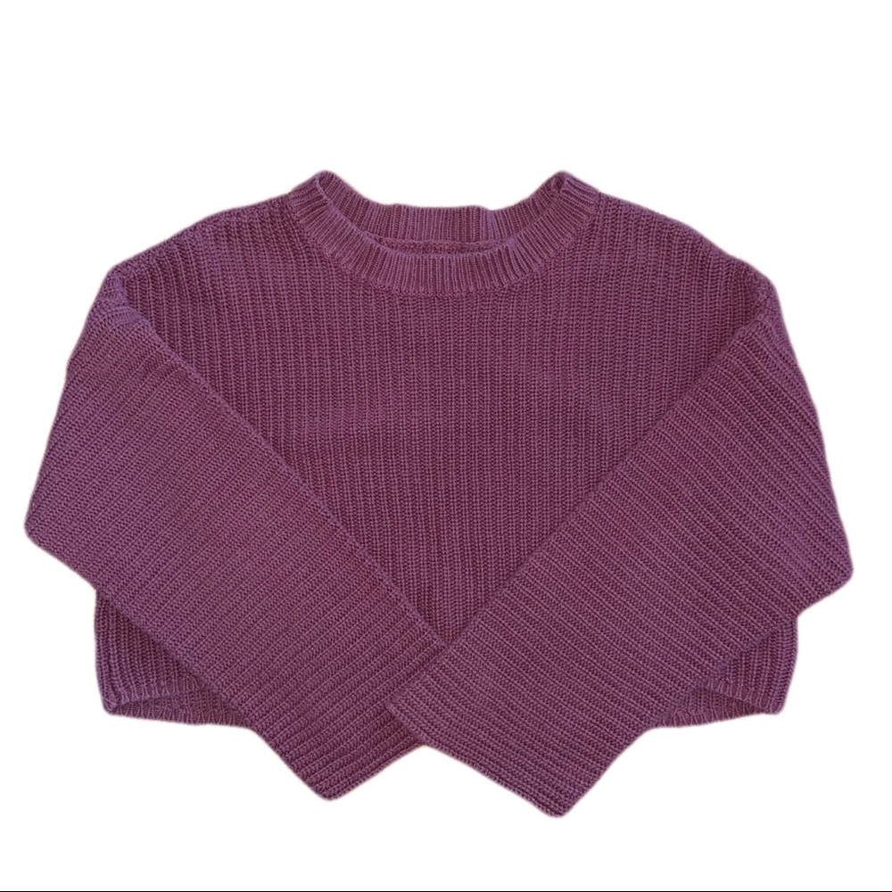 Aerie cropped knit burgundy sweater, size S